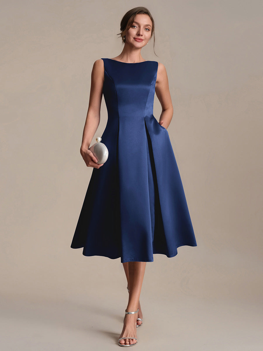 Satin Sleeveless Ball-Gown Wedding Guest Dress