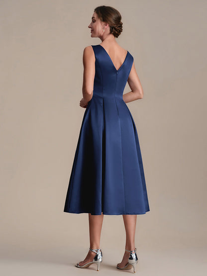 Satin Sleeveless Ball-Gown Wedding Guest Dress