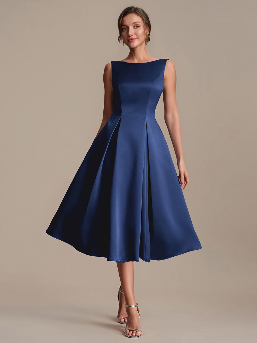 Satin Sleeveless Ball-Gown Wedding Guest Dress