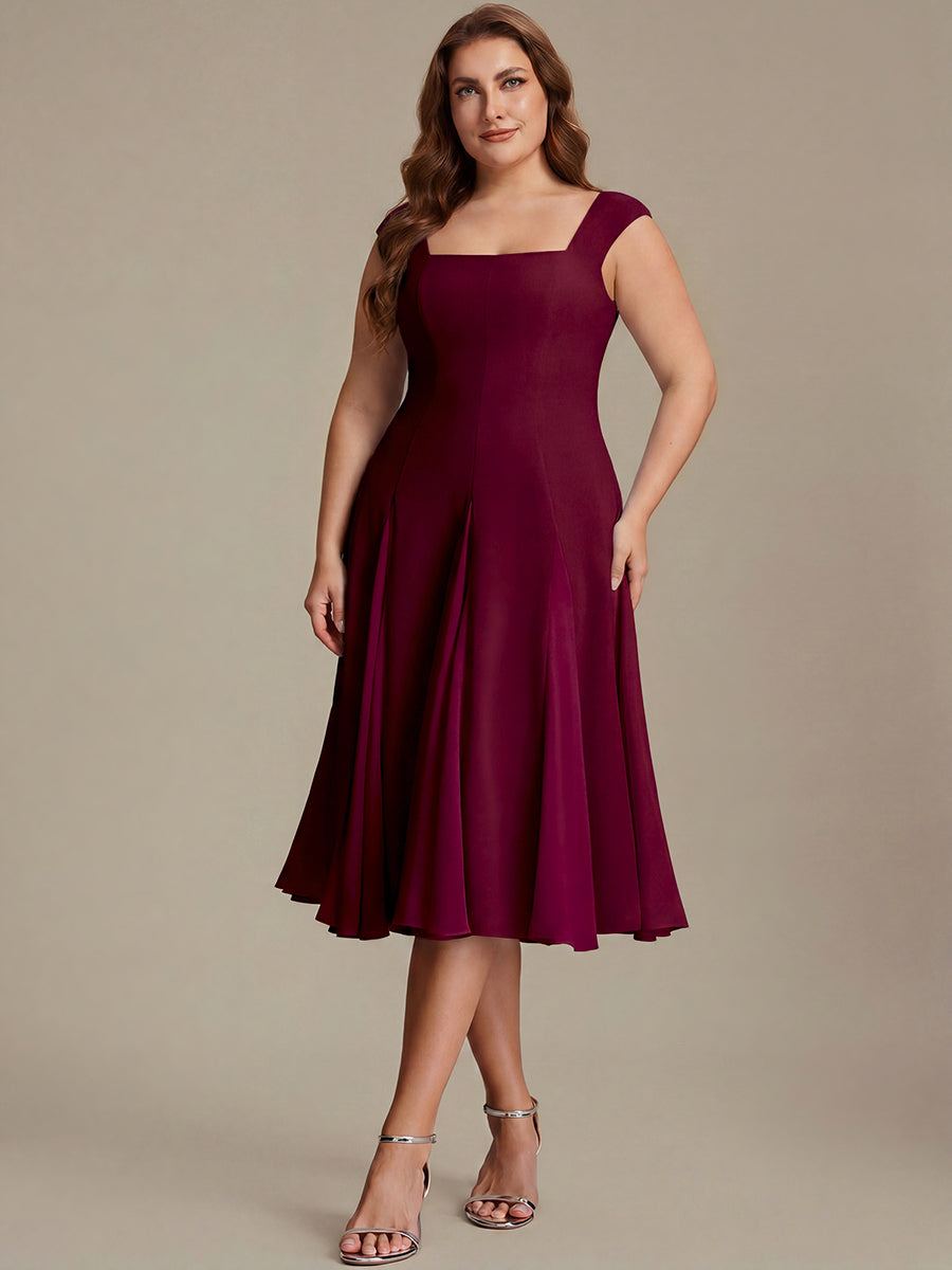 A-Line Midi Cap Sleeve Wedding Guest Dress