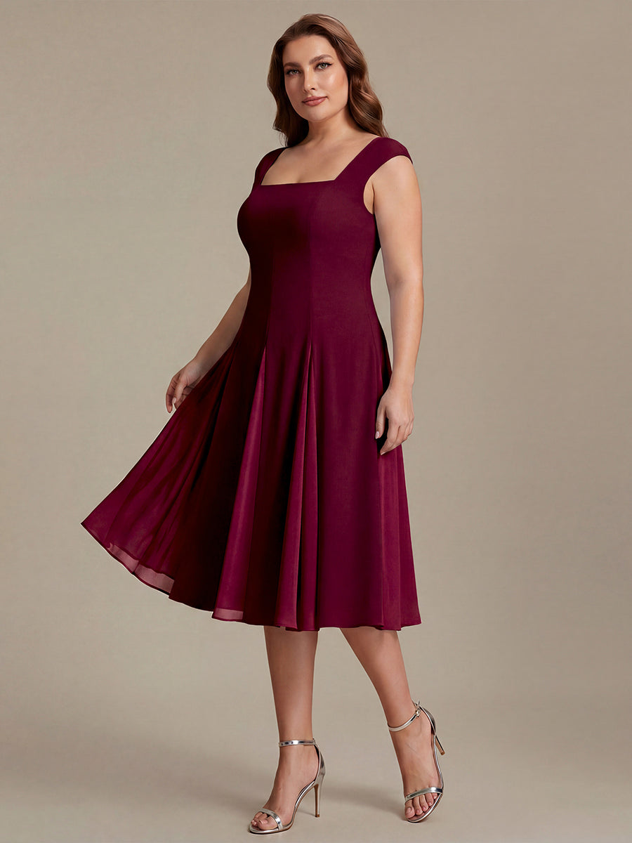 A-Line Midi Cap Sleeve Wedding Guest Dress