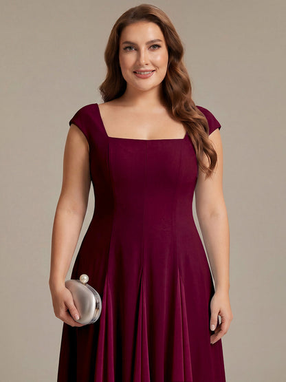 A-Line Midi Cap Sleeve Wedding Guest Dress