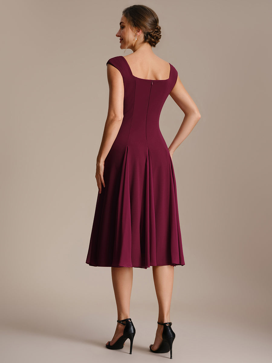 A-Line Midi Cap Sleeve Wedding Guest Dress
