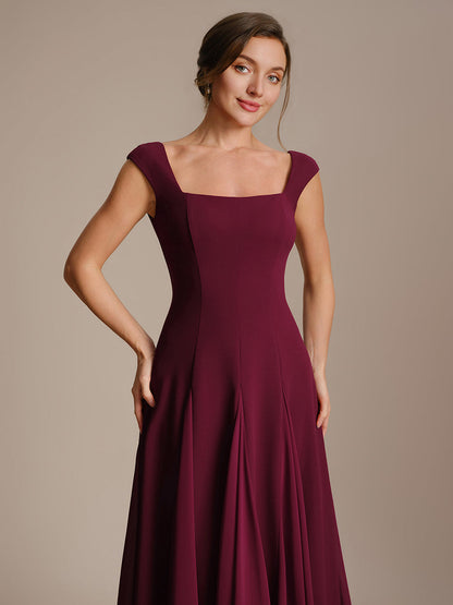 A-Line Midi Cap Sleeve Wedding Guest Dress