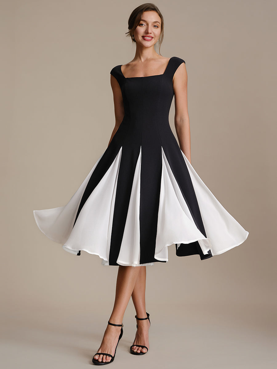 A-Line Midi Cap Sleeve Wedding Guest Dress
