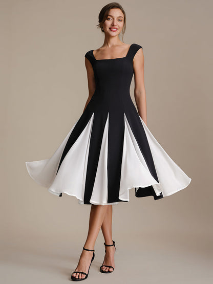A-Line Midi Cap Sleeve Wedding Guest Dress