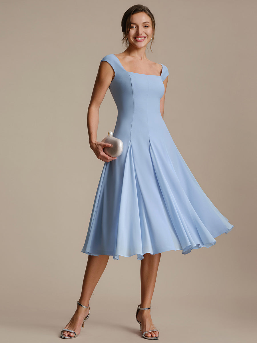 A-Line Midi Cap Sleeve Wedding Guest Dress