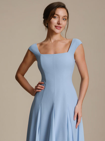 A-Line Midi Cap Sleeve Wedding Guest Dress