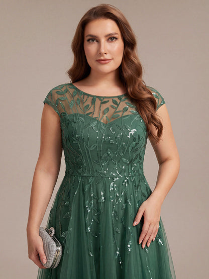 Plus Size See-through Sequin Wedding Guest Dress