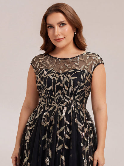 Plus Size See-through Sequin Wedding Guest Dress