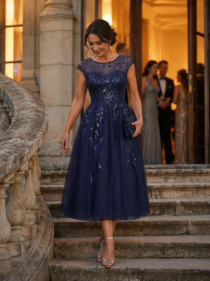 Plus Size See-through Sequin Wedding Guest Dress