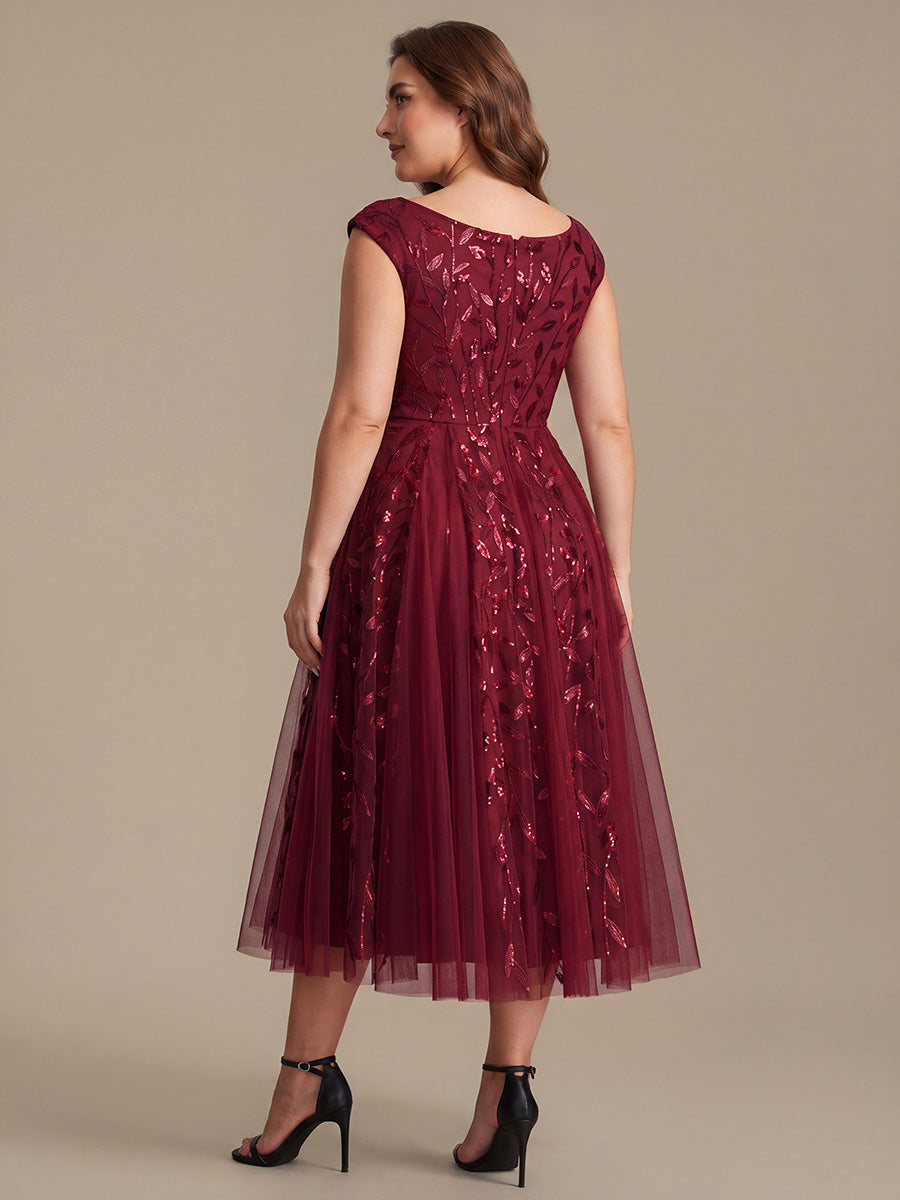 Plus Size V-Neck Sequin Wedding Guest Dress