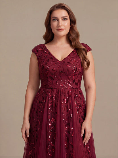 V-Neck Midi Sequin Sleeveless Wedding Guest Dress