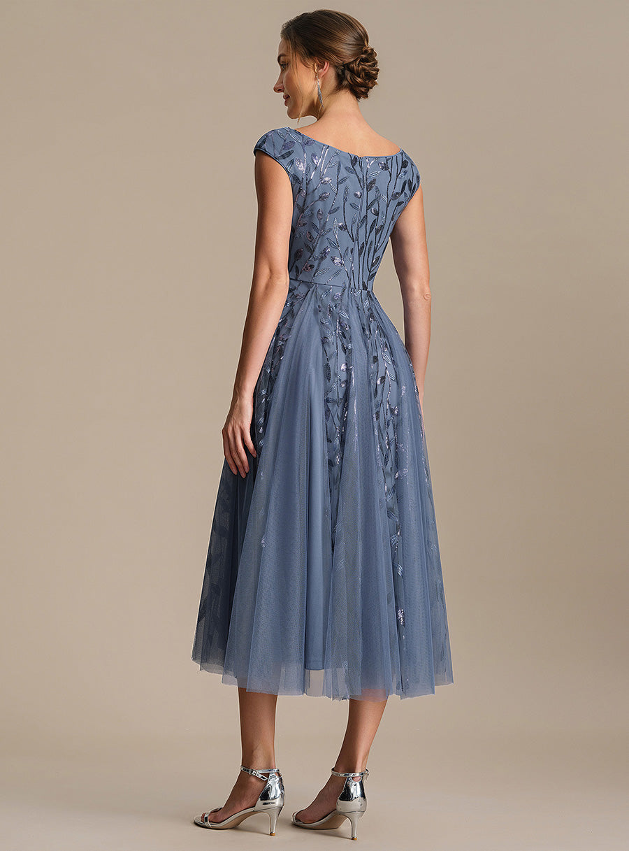 V-Neck Midi Sequin Sleeveless Wedding Guest Dress