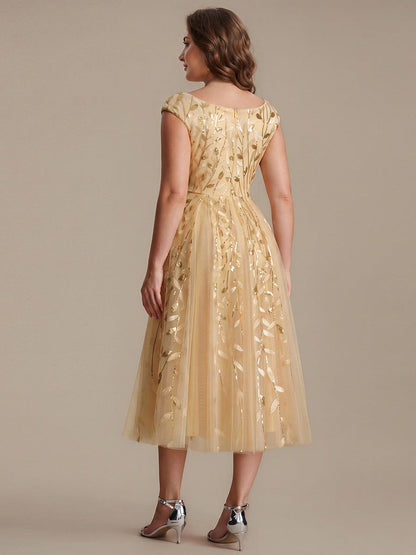 Plus Size V-Neck Sequin Wedding Guest Dress