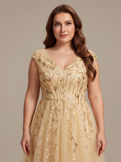 Plus Size V-Neck Sequin Wedding Guest Dress