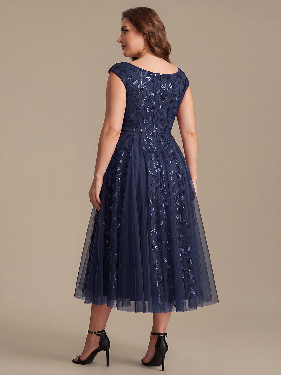 V-Neck Midi Sequin Sleeveless Wedding Guest Dress