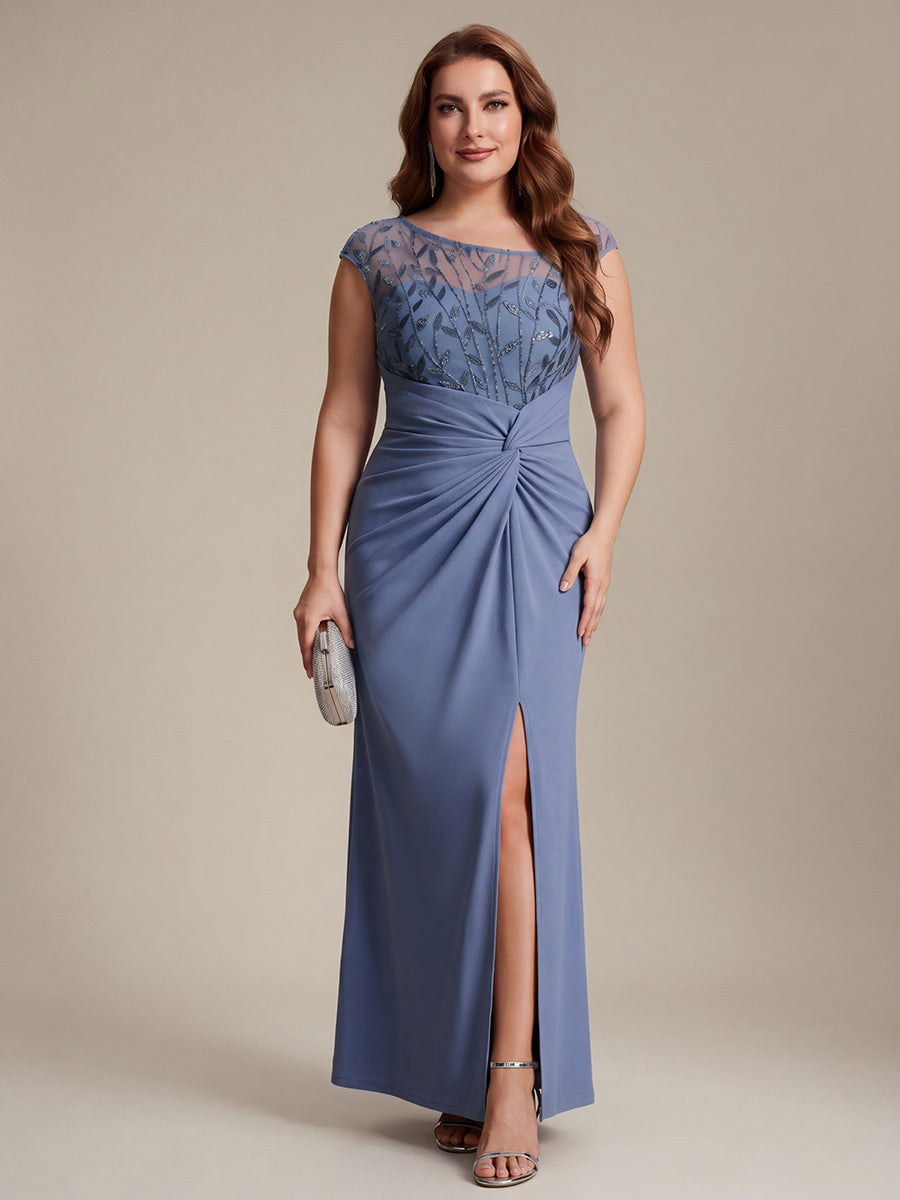 Knotted Crepe Cap Sleeve Wedding Guest Dress
