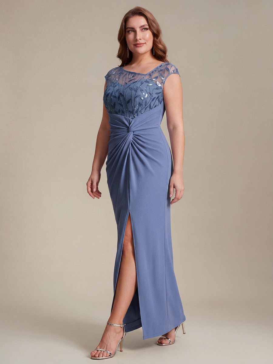 Knotted Crepe Cap Sleeve Wedding Guest Dress