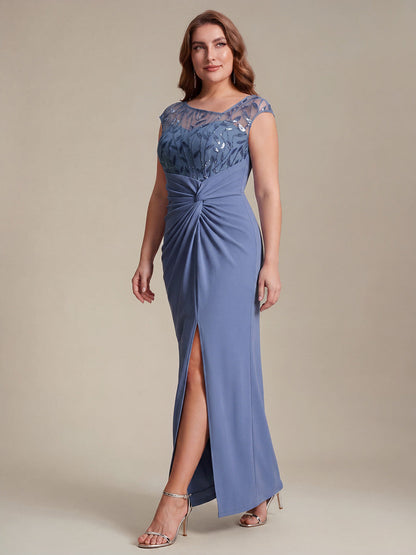Knotted Crepe Cap Sleeve Wedding Guest Dress