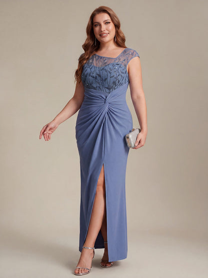 Knotted Crepe Cap Sleeve Wedding Guest Dress