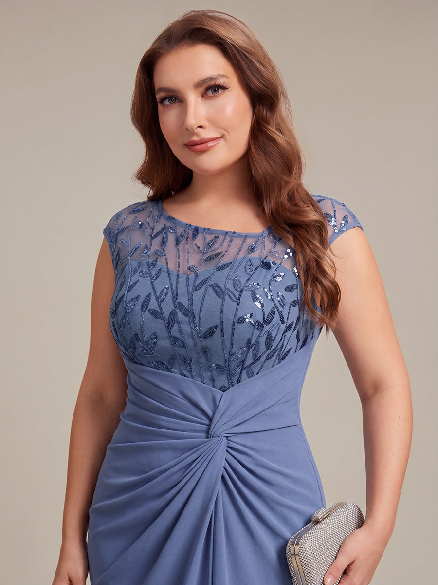 Knotted Crepe Cap Sleeve Wedding Guest Dress