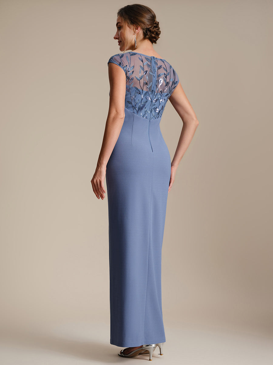 Knotted Crepe Cap Sleeve Wedding Guest Dress