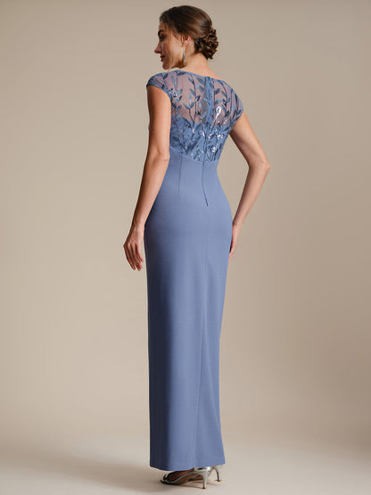 Knotted Crepe Cap Sleeve Wedding Guest Dress