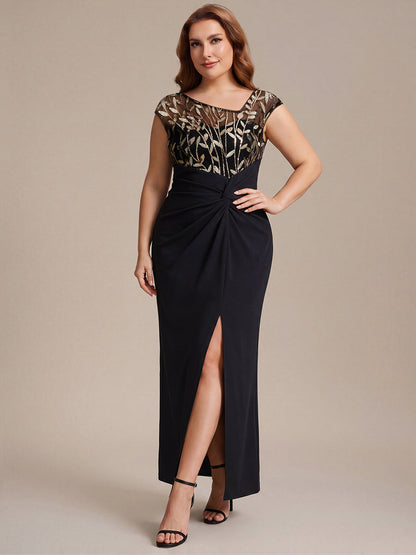 Knotted Crepe Cap Sleeve Wedding Guest Dress