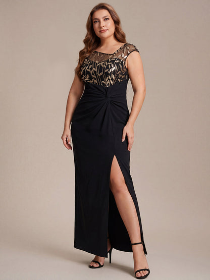 Knotted Crepe Cap Sleeve Wedding Guest Dress