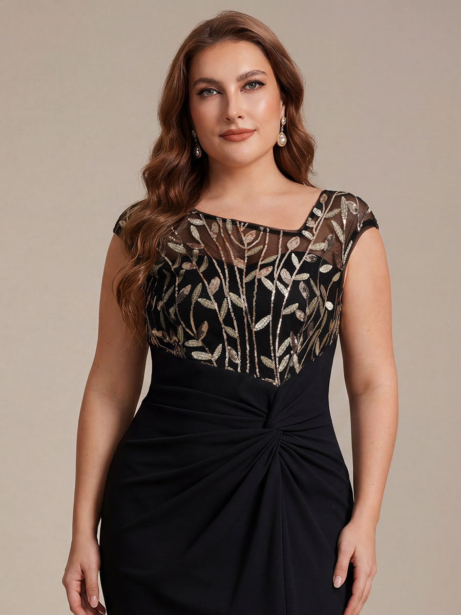 Knotted Crepe Cap Sleeve Wedding Guest Dress
