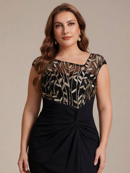 Knotted Crepe Cap Sleeve Wedding Guest Dress