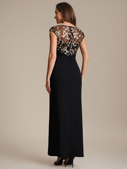 Knotted Crepe Cap Sleeve Wedding Guest Dress