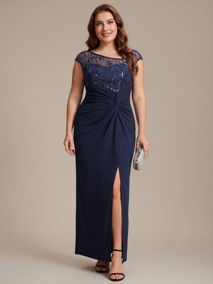 Knotted Crepe Cap Sleeve Wedding Guest Dress