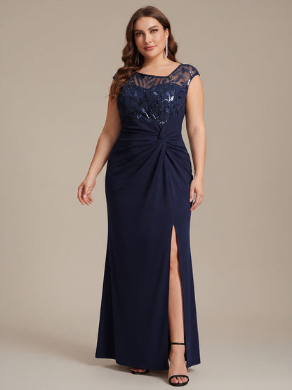 Knotted Crepe Cap Sleeve Wedding Guest Dress