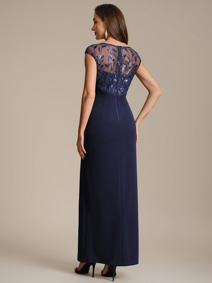 Knotted Crepe Cap Sleeve Wedding Guest Dress
