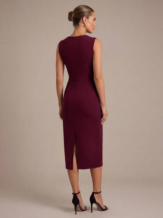 Crepe Sleeveless Sheath Wedding Guest Dress