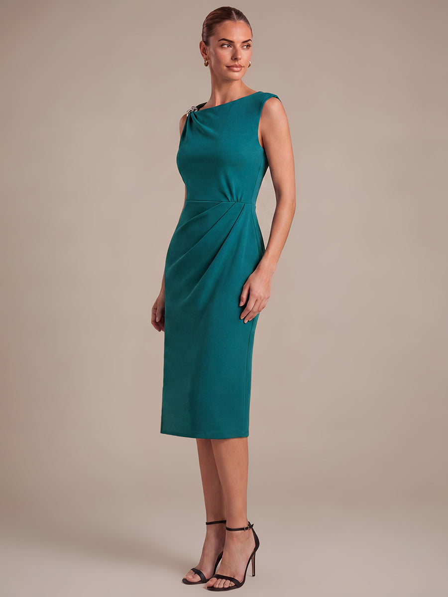 Crepe Sleeveless Sheath Wedding Guest Dress