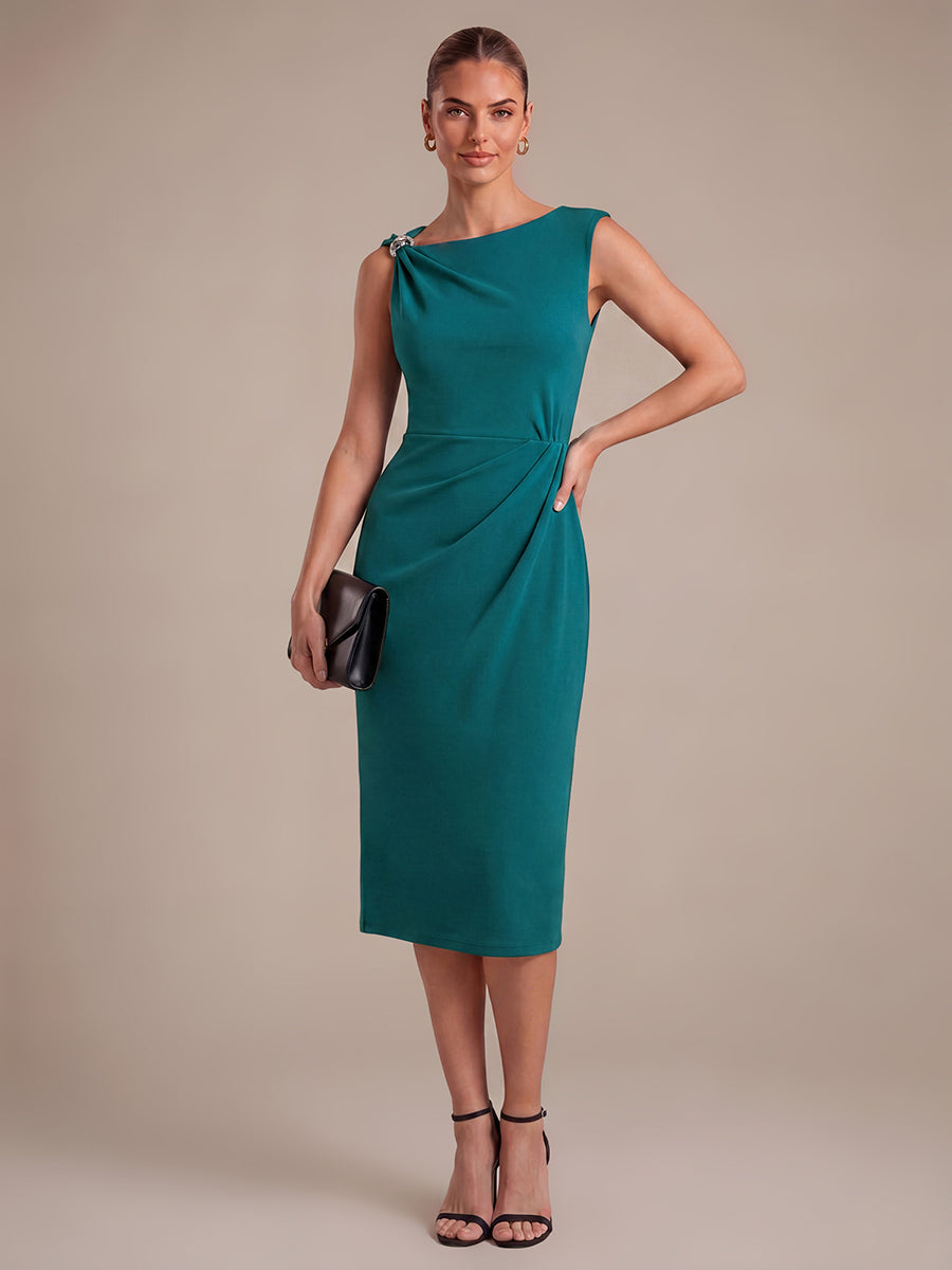 Crepe Sleeveless Sheath Wedding Guest Dress