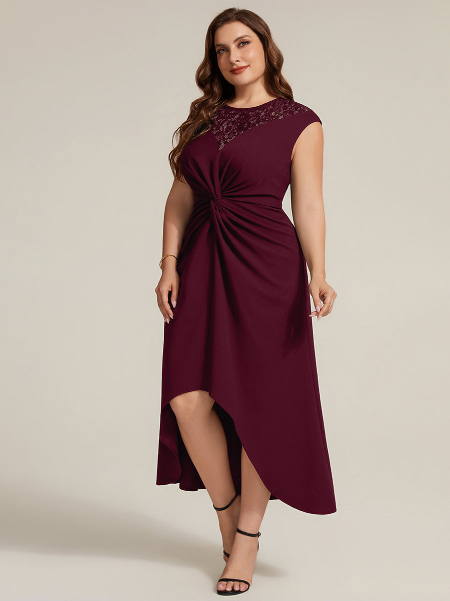 Plus Size Knot Detail High Low Wedding Guest Dress