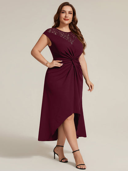 Plus Size Knot Detail High Low Wedding Guest Dress