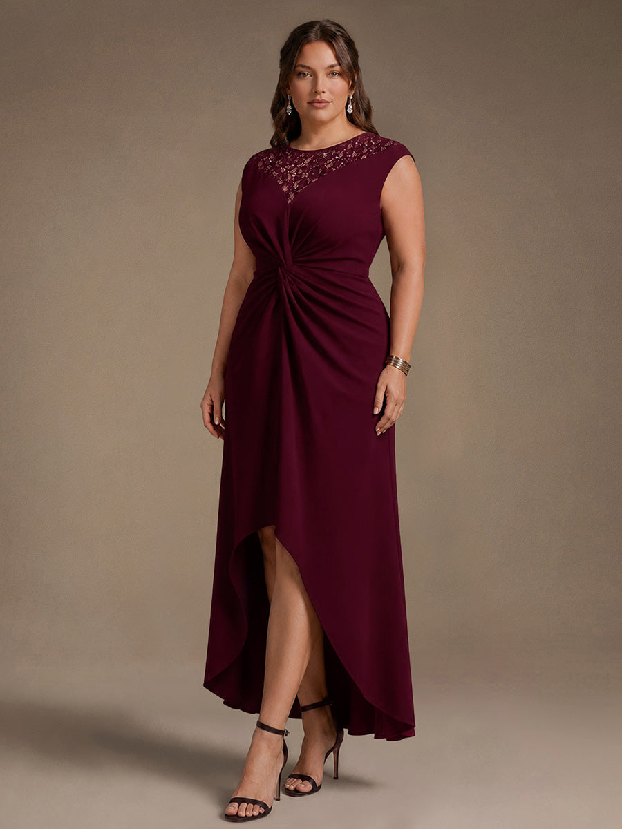 Plus Size Knot Detail High Low Wedding Guest Dress