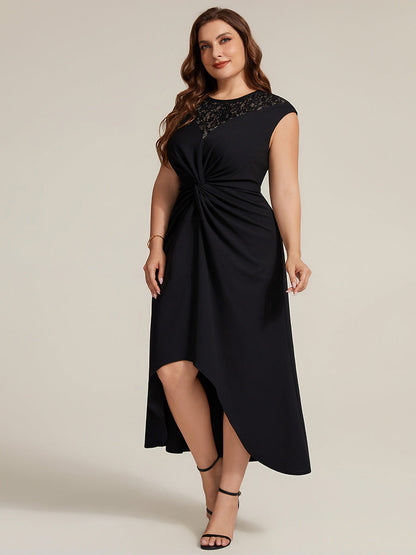 Plus Size Knot Detail High Low Wedding Guest Dress