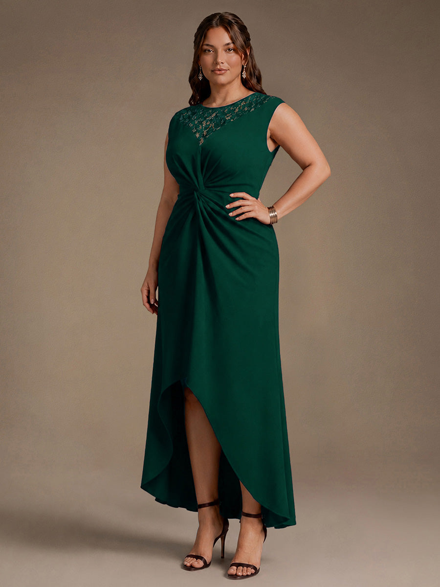 Plus Size Knot Detail High Low Wedding Guest Dress