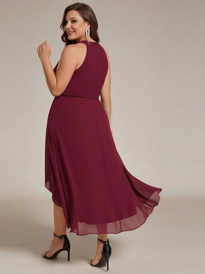 pretty POSIE|Flowy Plus Size Halter Neck Chiffon Midi Wedding Guest Dress