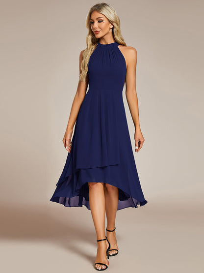 ever POSIE|Gathered Chiffon Sleeveless Wedding Guest Dress