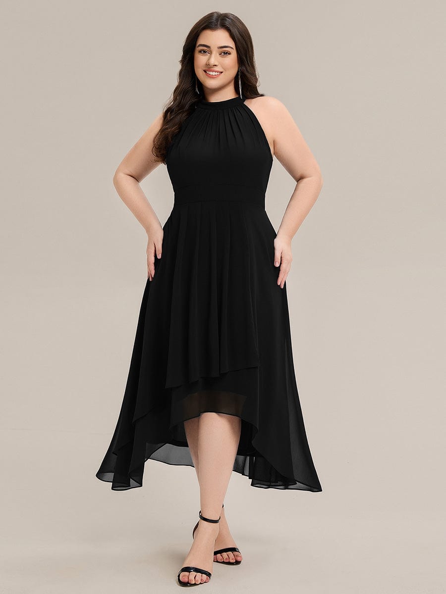 ever JAMIE|Pleated Chiffon Sleeveless A-Line Dress