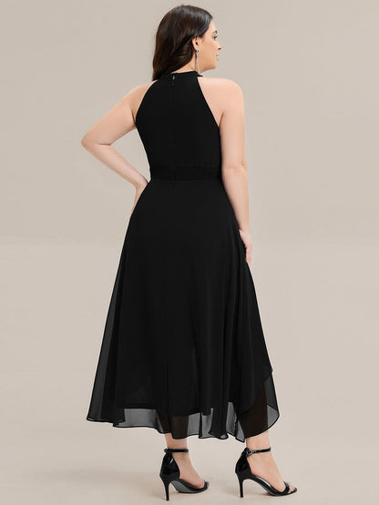ever JAMIE|Pleated Chiffon Sleeveless A-Line Dress