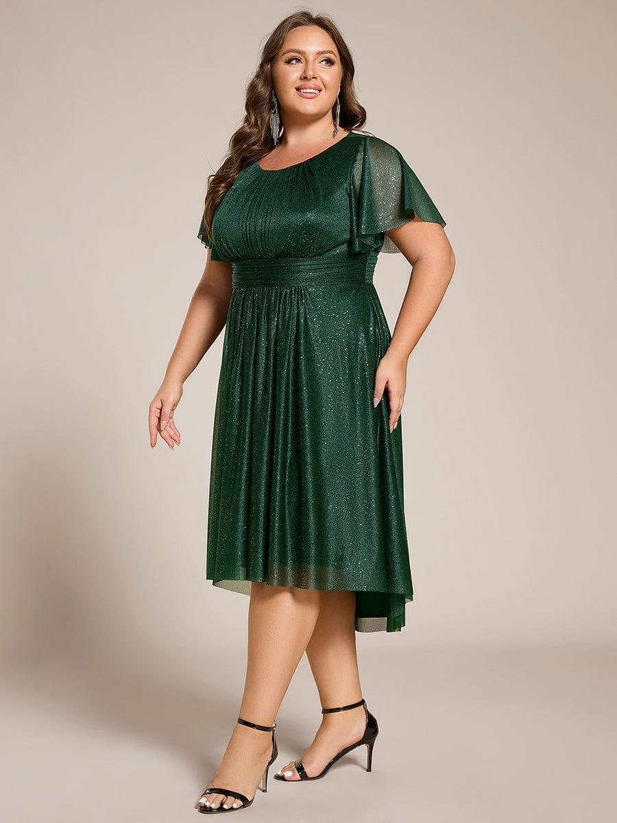 ever CLARYN|Glitter Short Sleeves Round Neck Midi Formal Dress