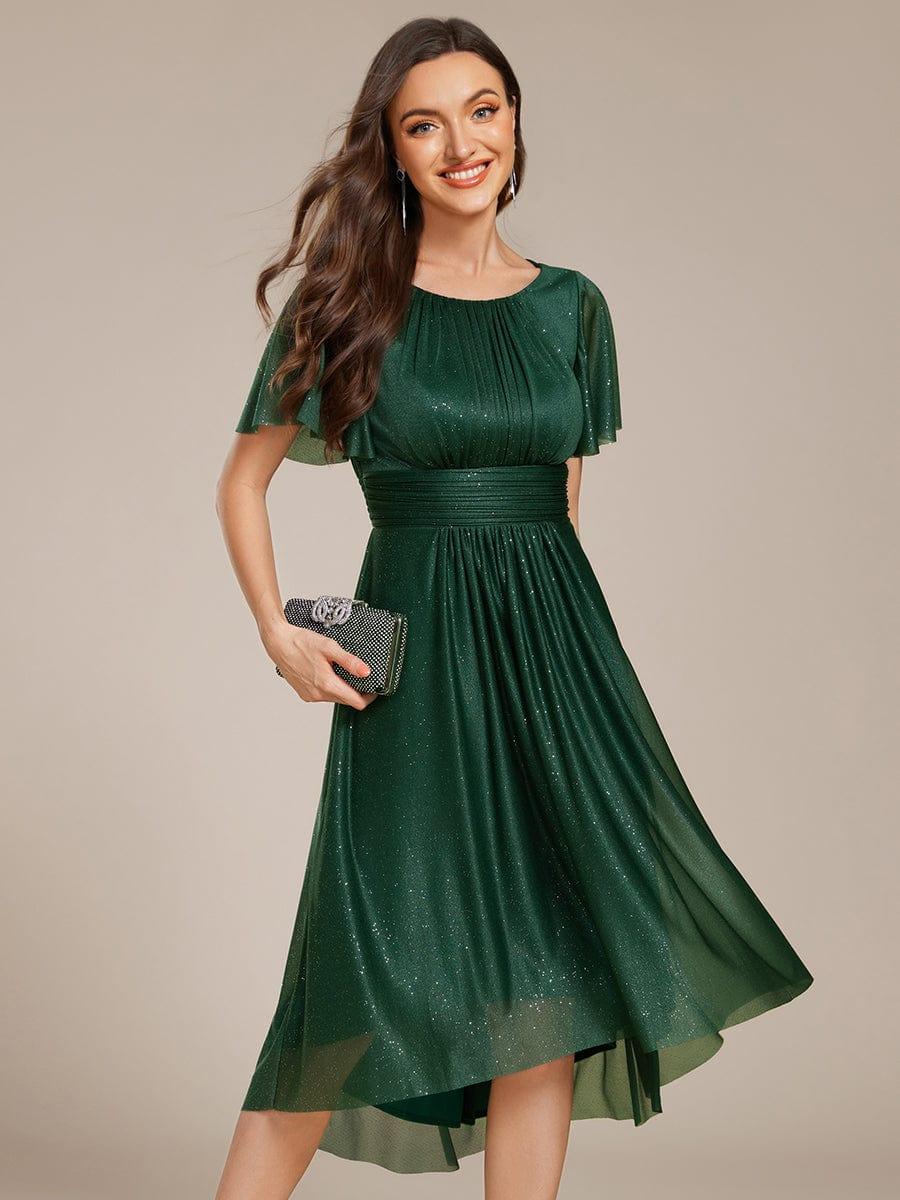 ever CLARYN|Glitter Short Sleeves Round Neck Midi Wedding Guest Dress